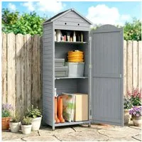 Outsunny Gerätehaus mit verstellbar Ablage, magnetisch Tür, galvanisiert Dach, Belüftung, BxT: 85x58 cm, (Gartenschrank, 1 St., Geräteschuppen), für Garten Terrasse Grau