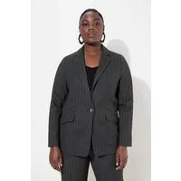 Ulla Popken Blusenblazer Blazer Fischgratmuster Lurex Reverskragen