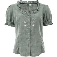 Orbis Textil GmbH & Co. KG Trachtenbluse Trachtenbluse - DARLINA - jeans, mittelrot, trachtengrün