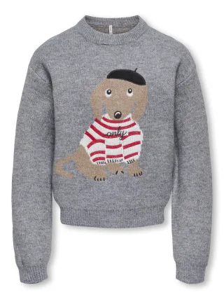 KIDS ONLY - KOGTEDDY L/S PULLOVER KNT NOOS Medium Grey Melange - Gr. - 164