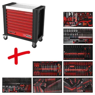 KS Tools Performanceplus Werkstattwagen-Satz P25 mit 564 Werkzeugen für 8 Schubladen - 825.8564