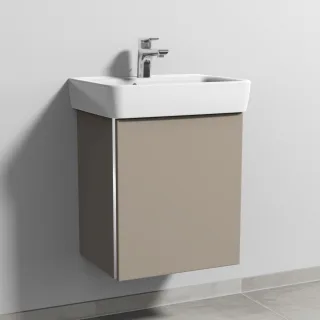 Sanipa 3way Waschtischunterbau zu Geberit Renova Plan Waschtisch mit 1 Tür, Sandgrau-Matt BS87367