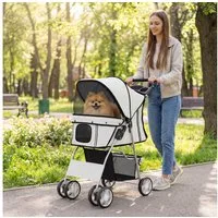 PawHut Hundebuggy Faltbar Katzenwagen mit Reflektorstreifen, waschbar Kissen, (Hundewagen, 1-tlg), für kleine Hunde bis 10kg, Grau