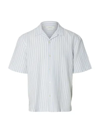 SELECTED MEN - SLMRLXCASPER CLAY LINENBLEND SS SHT NOOS Dusty Blue - Gr. - L