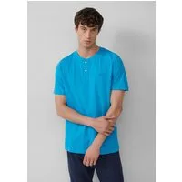 s.Oliver Kurzarmshirt T-Shirt Henley-Shirt mit Flammgarnstruktur