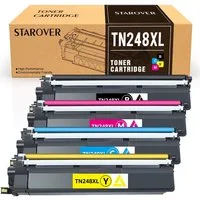STAROVER Tonerpatrone Mit chip 4er Multipack TN248XL Toner Kompatibel für Brother TN-248, (Brother HL-L3215CW, HL-L3220CW, HL-L3220CWE Brother HL-L3240CDW, HL-L8230CDW, HL-L8240CDW Brother DCP-L3515CDW, DCP-L3520CDW, DCP-L3520CDWE Brother DCP-L3527CD