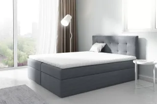 Boxspringbett Schlafzimmerbett PARLA 200x200cm Stoff Dunkelgrau