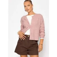 SASSYCLASSY Cardigan Cardigan mit Rippstruktur für Damen Flauschiger Strickcardigan mit Knopfleiste in geradem Schnitt