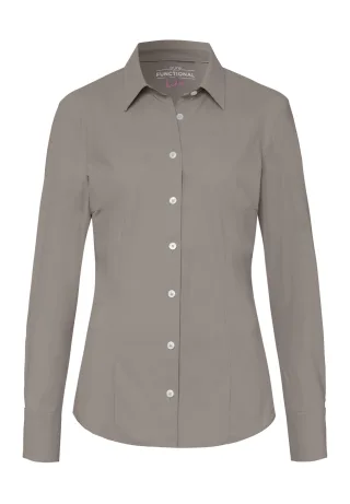 pure - PURE- Functional Bluse slim fit Langarm braun - Gr. - S