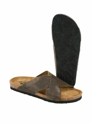 Plakton Herren X-Korksandale Braun Obermaterial und Decksohle: Rindleder