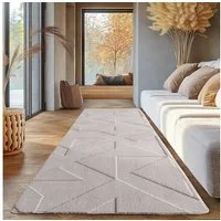 SIMPEX24 Designteppich Unicolor - Einfarbig, Rechteckig, Höhe: 12 mm, Kurzflor Teppich Geometrisch Design Anti-Rutsch Rückseite Waschbar