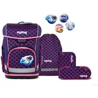 ergobag Schulranzen Schulranzen-Set CUBO LIGHT PerlentauchBär 5-teilig, 25/26 (5-teilig), Superleicht, Hugging-Rückensystem, für kleine/schmale Kinder