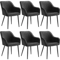 SONGMICS Esszimmerstuhl Küchenstuhl aus Samt, Polsterstuhl mit Armlehnen, Loungesessel (6 St), 6er Set, Metallbeine, bis 120 kg belastbar