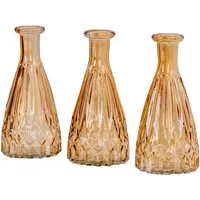 Levandeo® Dekovase, 3er Set Vasen Glas H15cm Orange Amber Blumenvase Tischdeko Glasvase