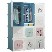 GarveeMore Kinderkleiderschrank Kinderkleiderschrank Kinderregal Schuhregal aus Kunststoff, mit 8 Würfeln