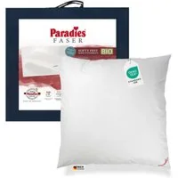 Paradies Kunstfaserkopfkissen Paradies Kopfkissen Softy Bio fest 80x80 hohes Bauschvolumen Außensteg, Füllung: Paradies Softys, Bezug: 100% Bio Baumwolle, Bauchschläfer, Rückenschläfer, Seitenschläfer