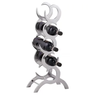 Weinregal Design 65 cm für 5 Flaschen Aluminium Silber