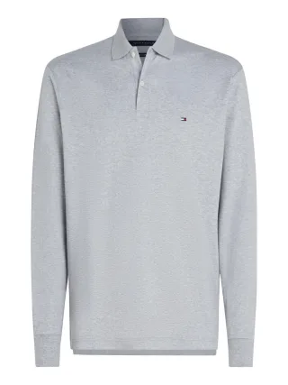 Tommy Hilfiger - Langarm-Poloshirt grau - Gr. - XL