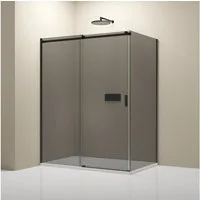 Bernstein Eckdusche NT806 FLEX 100x90 cm 6mm Schwarz Grau, BxT: 100x90 cm, Schiebetür 100cm Seitenwand 90cm 6mm Nano Graues Glas