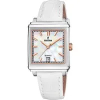 Festina Quarzuhr On The Square F20682/1, Armbanduhr, Damenuhr, Lederarmband, Datum