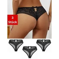 Elegant Love Tangaslip Damen-Slip in Spitzenoptik – feminine und sexy Dessous-Unterwäsche (Packung, 3-St., 3er-Pack) Tanga / V-String – stilvolles Lingerie-Höschen, Hipster