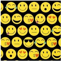 Star Geschenkpapier, Geschenkpapier lustige Mojis Gesichter 70cm x 2m Rolle schwarz