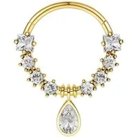 Taffstyle Nasenpiercing Septum Piercing Clicker Segment Nasen Ring Scharnier Tropfen Anhänger (Eleganter Clicker mit Tropfen Anhänger und funkelnden Kristallen), Beweglicher Tropfen Anhänger