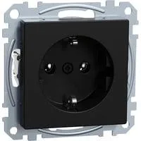 Steckdose Schutzkontakt Typ F mit Steckklemmen, Unterputz, 16 Ampere, 250 Volt schwarz (matt), Retail