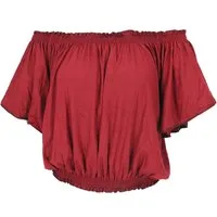 Guru-Shop T-Shirt Schulterfreies Top, Carmen Shirt - rot Festival, Ethno Style, alternative Bekleidung