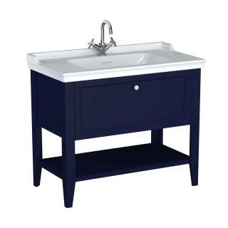 VitrA Valarte Set 100 cm Möbelwaschtisch + Waschtischunterschrank 1 Lade Stahlblau (Lack),65777 65777