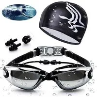 LIANNA Schwimmbrille Schwimmbrille Profi Schwimmbrille, Anti Nebel UV-Schutz, (Set, 4-St., Schwimmbrille und Badekappe im Set), Objektive Voll verstellbar für Erwachsene Herren Frauen