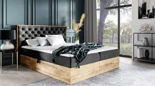Boxspringbett Schlafzimmerbett DIONA 160x200cm Stoff Schwarz inkl. Bettkasten