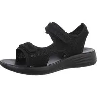 Ital-Design Damen Freizeit Riemchensandalette (86527292) Keilabsatz/Wedge Keilsandaletten in Schwarz