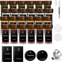 KingLux Gewürzbehälter 24Stk.120ml Glas Gewürzbehälter Rund mit Akazienholzabdeckung, Borosilikatglas+Holz, (24-tlg)