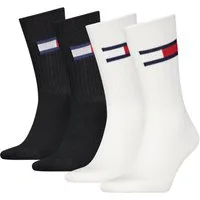 Tommy Hilfiger Socken TH UNI TJ SOCK 4P FLAG (4 Paar) Logo-Flag seitlich, Rippenbündchen