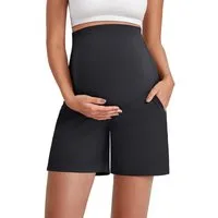 G4Free Umstandsshorts Damen Umstandshose Shorts Yoga Hose Kurz Umstands-Yogahosen mit Taschen über dem Bauch, dehnbare 6-Zoll