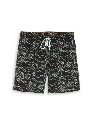 Denim Tom Tailor - Badeshorts mit Muster black green tropical print - Gr. - M
