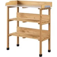 Yaheetech Pflanztisch 3-Schichtiger Pflanztisch mit verzinkter Arbeitsplatte, Outdoor wetterfest, Gärtnertisch 77 × 37 × 90 cm