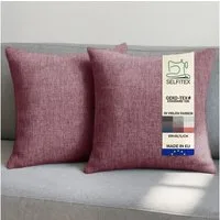 Selfitex Dekokissen 2er Set Sofakissen 30x50/40x40/50x50 inkl. Füllkissen, Canvas Stoff, strukturierte Oberfläche, fein meliert, in Handarbeit gefertigt
