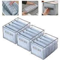 AURIVION Aufbewahrungsbox Aufbewahrungsbox waschbar für Kleidung & Schrank Ordnung (Set, 3 St., Kleiderorganisator 3 Stk. mit 5/7/9 Fächern faltbar), Faltbarer Organizer für Jeans, T-Shirts & Unterwäsche