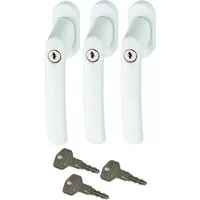 ABUS Fenstergriff ABUS FG200 Weiß, Braun, Silber, SB abschließbarer Fenstergriff, 3er Set weiß, abschließbar, Kindersicherung