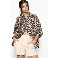 SASSYCLASSY Longbluse Musselin Bluse mit hellen Streifen für Damen Baumwollbluse im Oversized Fit mit Kent Kragen