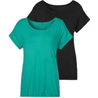 Vivance Kurzarmshirt mit Gummizug im Bund (2er-Pack) Sommershirts aus weichem Viskose-Stretch
