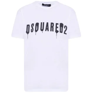 Dsquared2 Dripping Spray Logo Weißes T-shirt
