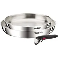 Tefal Pfannen-Set Ingenio Emotion, Edelstahl (Set, 3-tlg), abnehmbarer Ingenio-Griff, stapelbar, unversiegelt, induktionsgeeignet