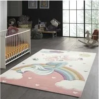TeppichHome24 Kinderteppich Kinderteppich Meerjungfrau Prinzessin pastell, rechteckig, Höhe: 1.3 mm