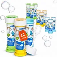 alldoro Seifenblasenstab 12er Seifenblasen-Set, Seifenblasenstäbe mit Murmelspiel im Deckel, Bubbles für Party, Kindergeburtstag, Hochzeit & Mitgebsel ab 3 Jahren