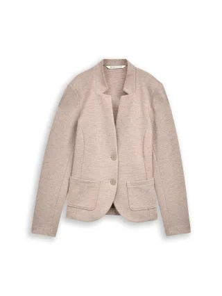 Tom Tailor - Slim Fit Blazer mit Ottoman Struktur soft taupe melange - Gr. - XXXL