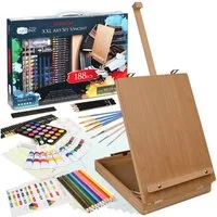 Artina Malpalette XXL 188tlg Malset inkl. Malkoffer & Tischstaffelei Vincent, 188tlg., Acrylfarben Set, Aquarell, Ölkreide, Pinsel, Malzubehör Künstlerkoffer