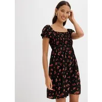 bonprix Minikleid eleganter Stil, figurbetonte Passform, mit Smok-Details, aus Viskose